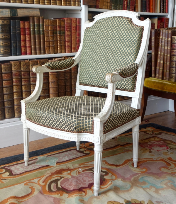 Fauteuil de bureau d'époque Louis XVI recouvert de crin de cheval, attribué à Claude Séné 