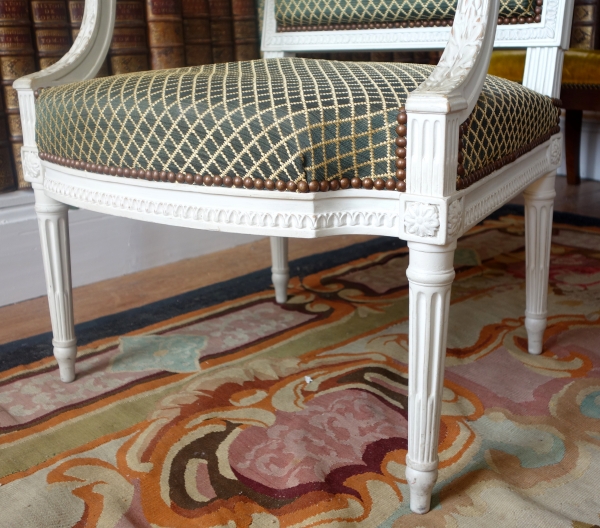 Fauteuil de bureau d'époque Louis XVI recouvert de crin de cheval, attribué à Claude Séné 