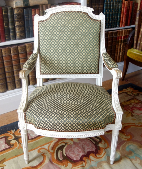 Fauteuil de bureau d'époque Louis XVI recouvert de crin de cheval, attribué à Claude Séné 