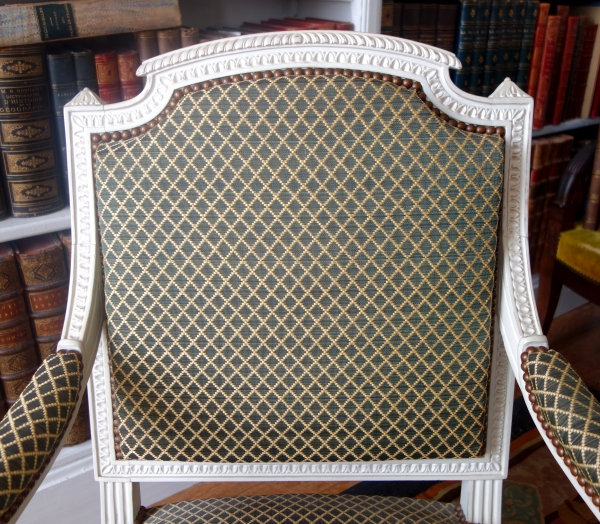 Fauteuil de bureau d'époque Louis XVI recouvert de crin de cheval, attribué à Claude Séné 