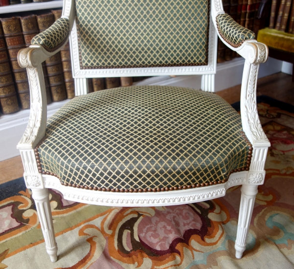 Fauteuil de bureau d'époque Louis XVI recouvert de crin de cheval, attribué à Claude Séné 