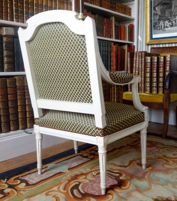 Fauteuil de bureau d'époque Louis XVI recouvert de crin de cheval, attribué à Claude Séné 