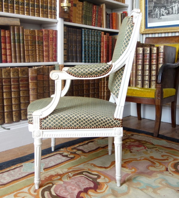 Fauteuil de bureau d'époque Louis XVI recouvert de crin de cheval, attribué à Claude Séné 