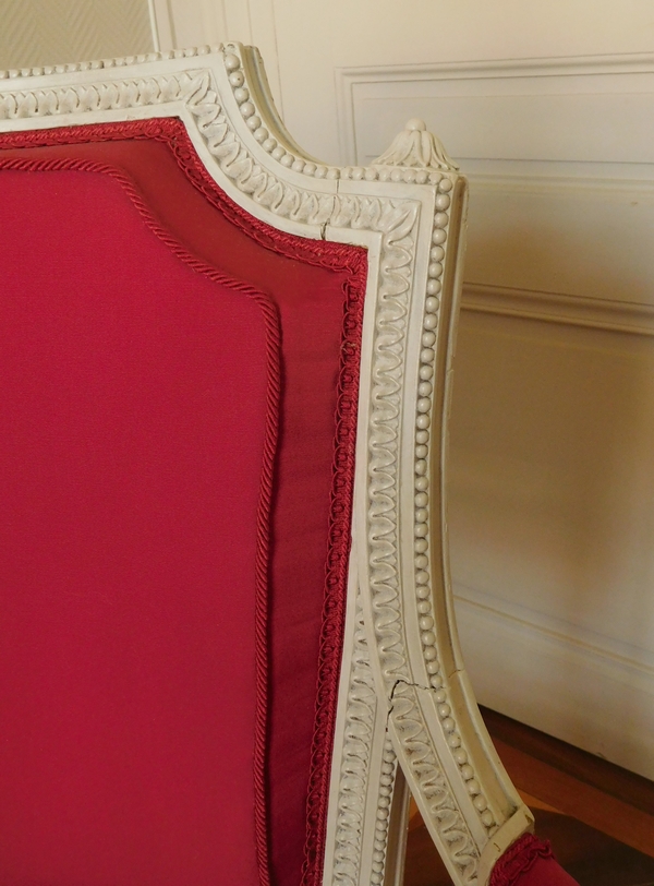 Henri Jacob : fauteuil cabriolet d'époque Louis XVI très finement sculpté - estampillé