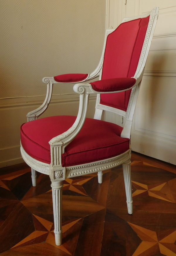 Henri Jacob : fauteuil cabriolet d'époque Louis XVI très finement sculpté - estampillé
