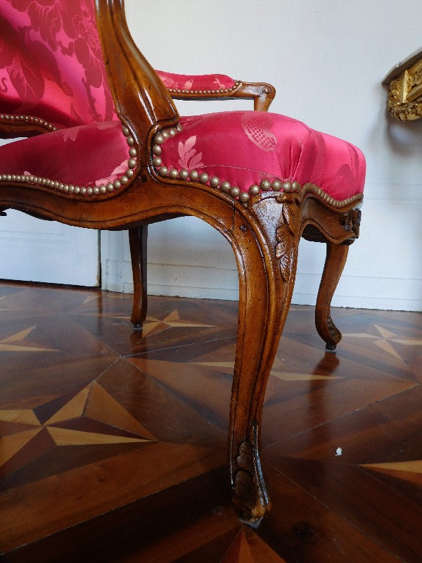 Louis XV walnut armchair, 18th century