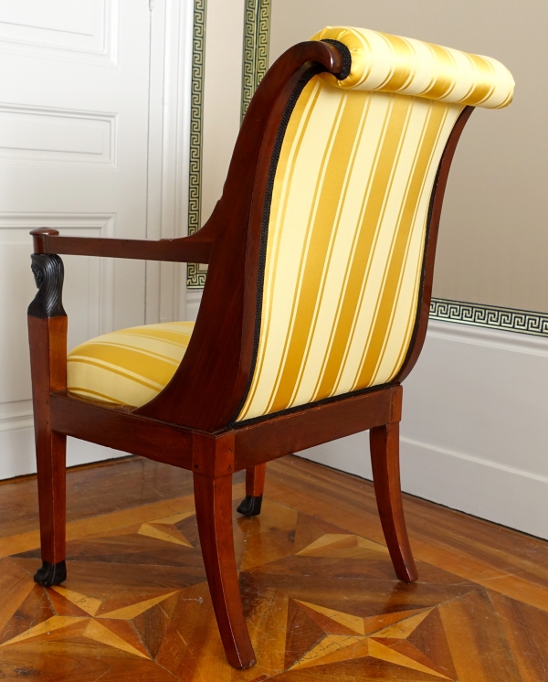 Set of 3 French Consulate mahogany seats - 1 sofa, a pair of armchairs - attributed to Demay