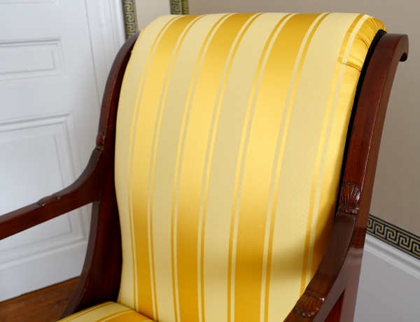 Set of 3 French Consulate mahogany seats - 1 sofa, a pair of armchairs - attributed to Demay