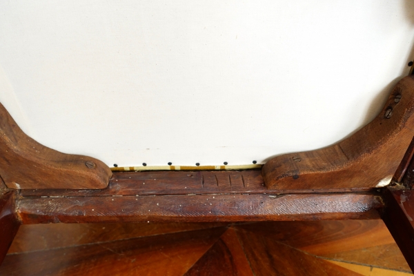 Set of 3 French Consulate mahogany seats - 1 sofa, a pair of armchairs - attributed to Demay