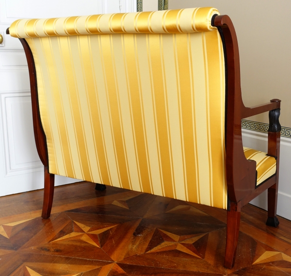 Set of 3 French Consulate mahogany seats - 1 sofa, a pair of armchairs - attributed to Demay
