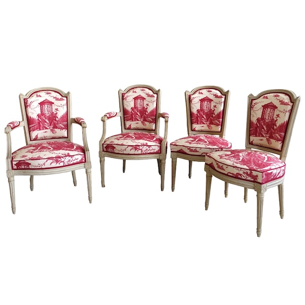Claude Sene : set of 4 Louis XVI seats, armchairs and chairs - stamped
