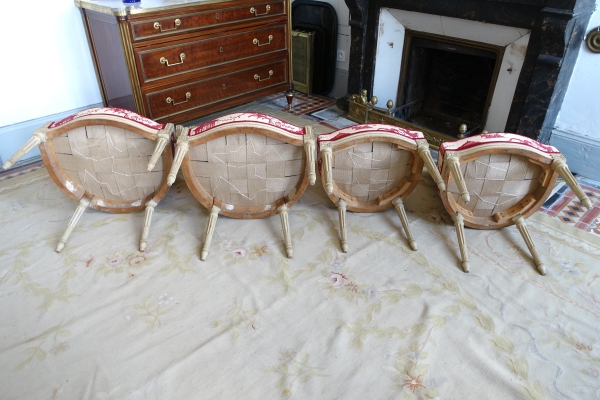 Claude Sene : set of 4 Louis XVI seats, armchairs and chairs - stamped