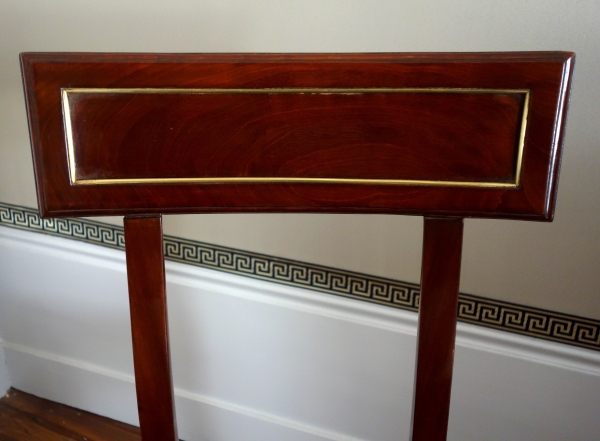 Paire de chaises à l'étrusque en acajou d'époque Directoire, couverture en crin de cheval