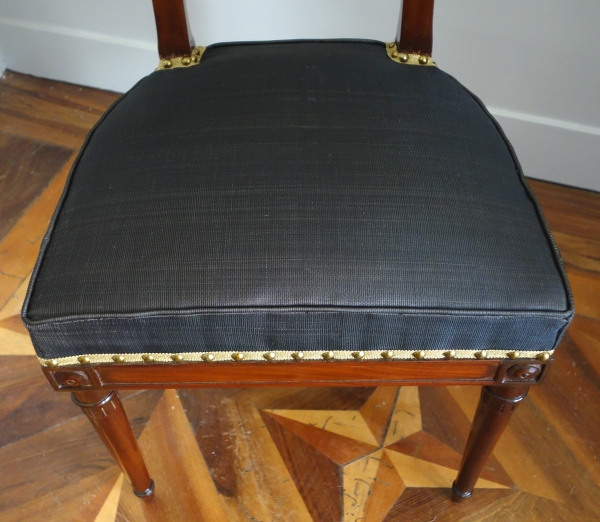 Paire de chaises à l'étrusque en acajou d'époque Directoire, couverture en crin de cheval
