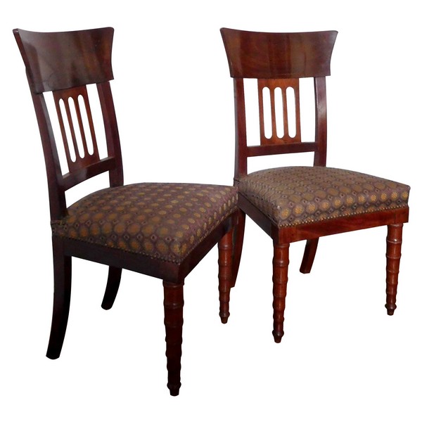 Paire de chaises en acajou à l'Antique d'époque Consulat, attribuées à Jacob Desmalter