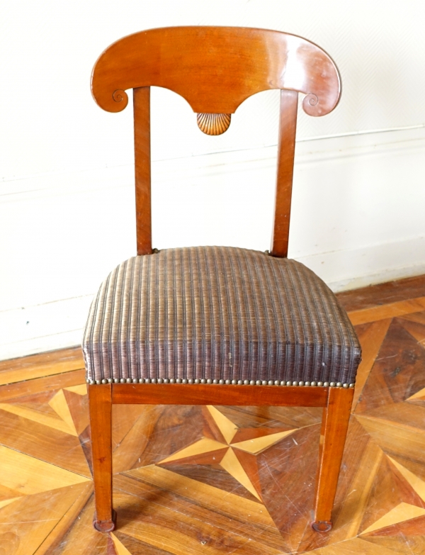 Paire de chaises en acajou modèle au bouclier grec de Marcion - époque Empire Restauration