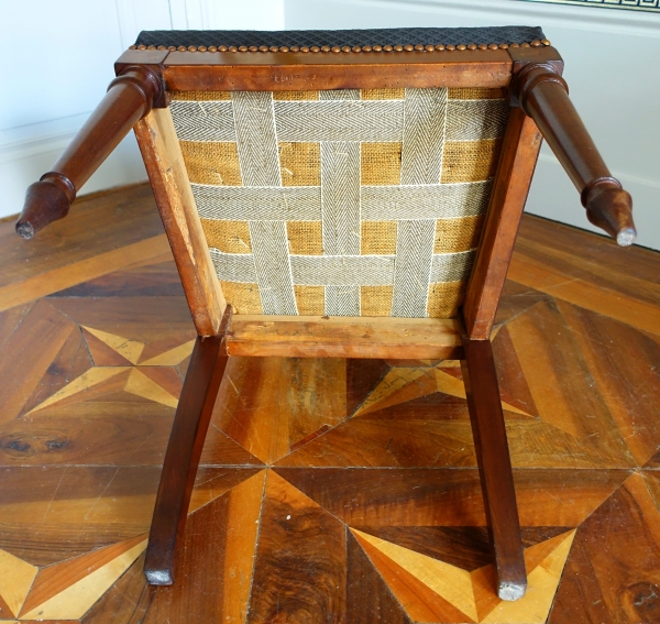 Jacob Desmalter : pair of Empire mahogany chairs, horsehair cover - signed