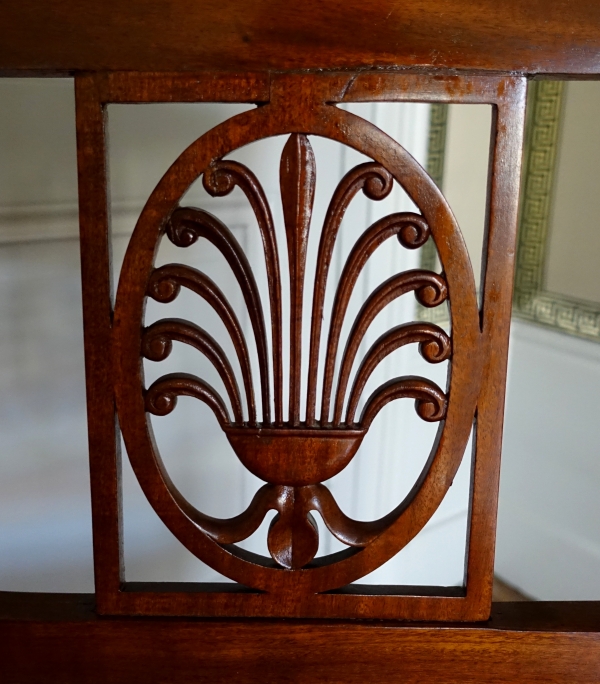 Jacob Desmalter : pair of Empire mahogany chairs, horsehair cover - signed