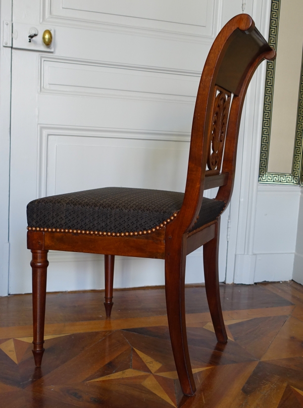 Jacob Desmalter : pair of Empire mahogany chairs, horsehair cover - signed