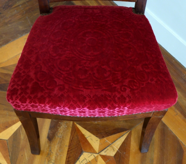 Paire de chaises d'époque Empire en acajou - velours frappé