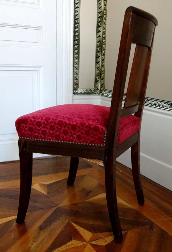 Paire de chaises d'époque Empire en acajou - velours frappé