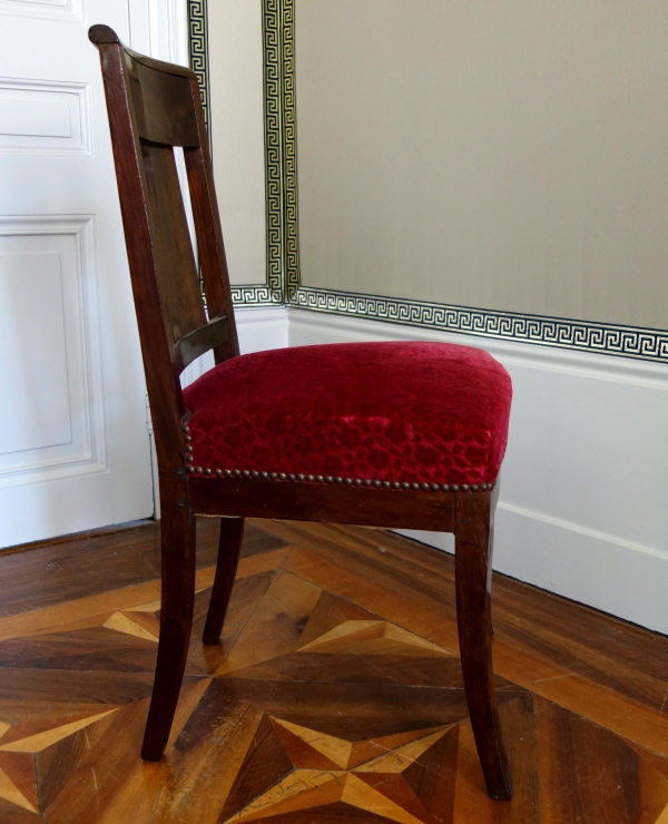 Paire de chaises d'époque Empire en acajou - velours frappé