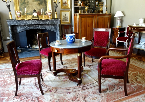 Paire de chaises d'époque Empire en acajou - velours frappé