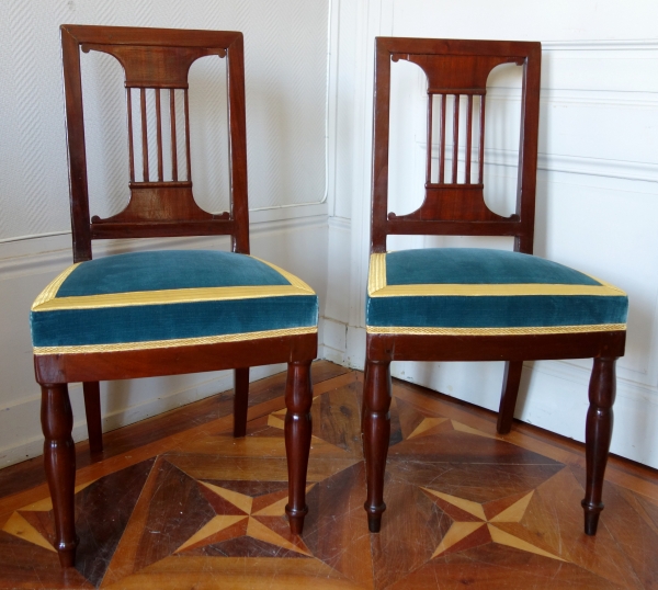 Paire de chaises par Jacob pour Louis Philippe au Chateau de Bizy - estampilles et marques au feu