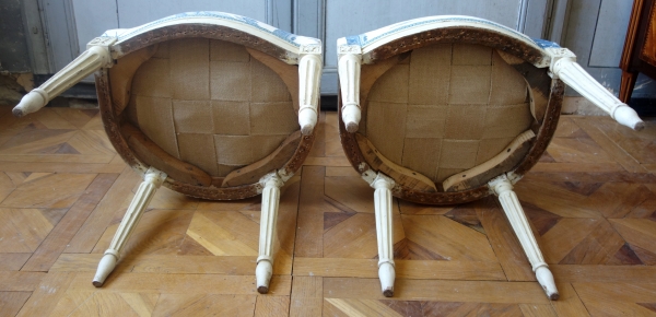 Paire de chaises d'époque Louis XVI - toile de Jouy Guéthary - Guetaria