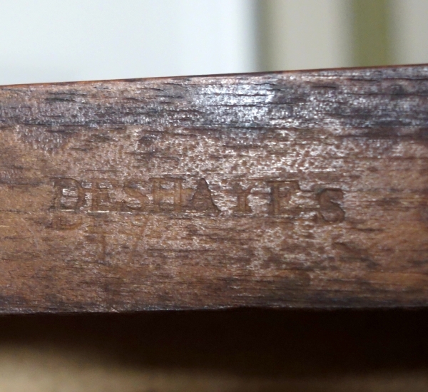 Compiegne - Mobilier de l'Empereur, paire de chaises lyre acajou époque Louis XVI par Deshayes