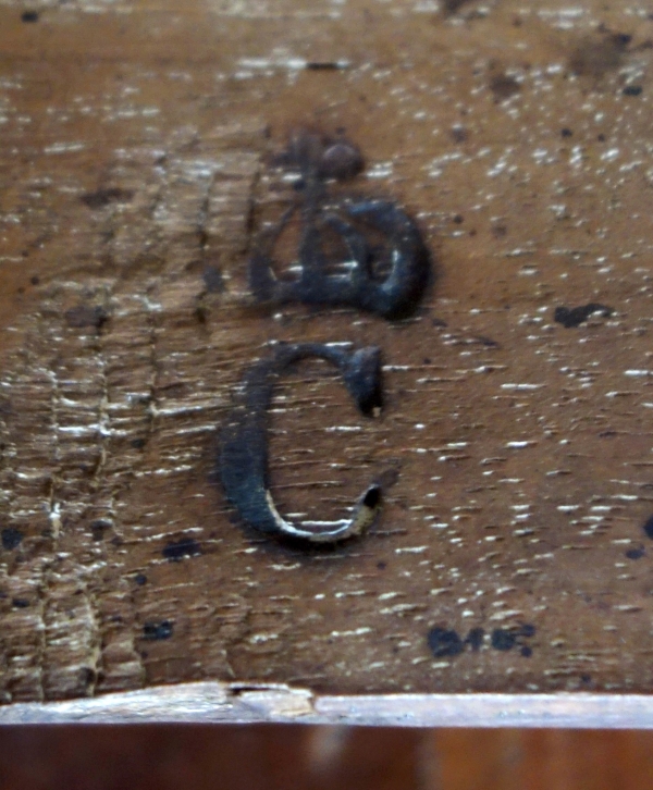 Compiegne - Mobilier de l'Empereur, paire de chaises lyre acajou époque Louis XVI par Deshayes