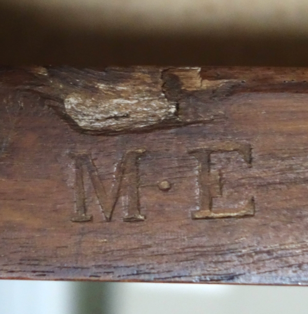 Compiegne - Mobilier de l'Empereur, paire de chaises lyre acajou époque Louis XVI par Deshayes