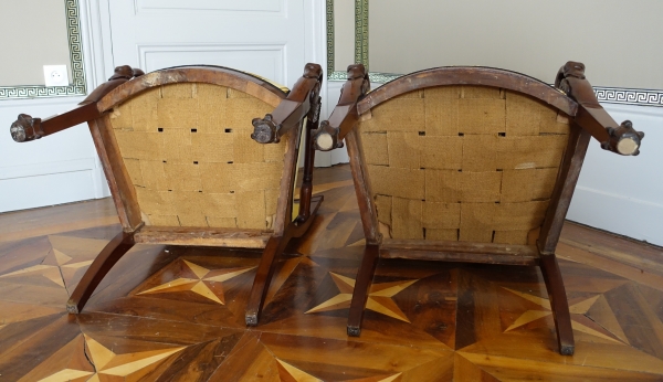 Paire de fauteuils Empire en acajou, modèle au cygne - attribués à Bellangé