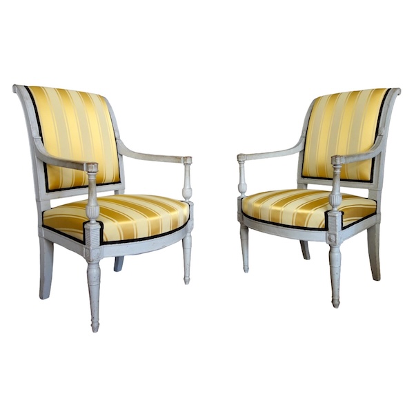 Pair of lacquered wood armchairs, late 18th century circa 1790