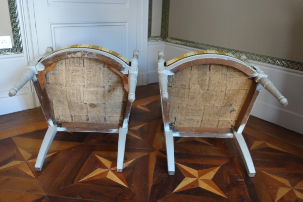 Pair of lacquered wood armchairs, late 18th century circa 1790