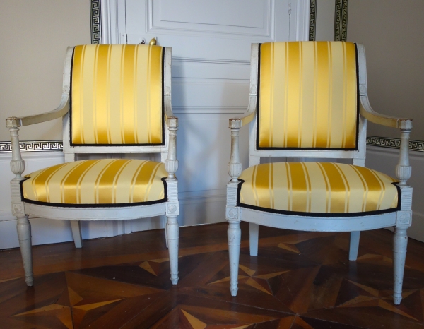 Pair of lacquered wood armchairs, late 18th century circa 1790