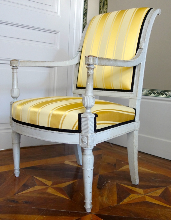 Pair of lacquered wood armchairs, late 18th century circa 1790