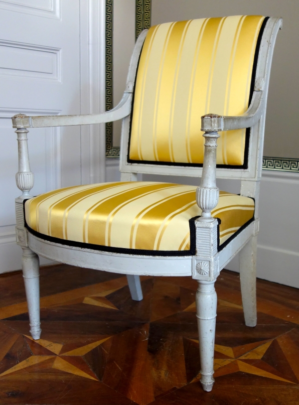 Pair of lacquered wood armchairs, late 18th century circa 1790
