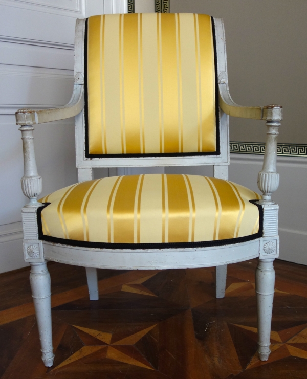 Pair of lacquered wood armchairs, late 18th century circa 1790