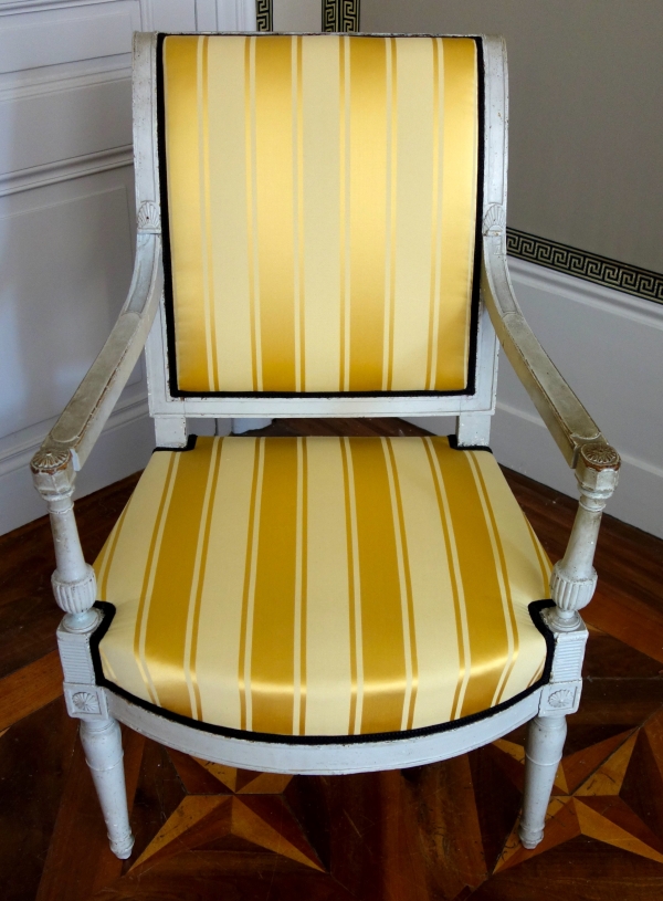 Pair of lacquered wood armchairs, late 18th century circa 1790