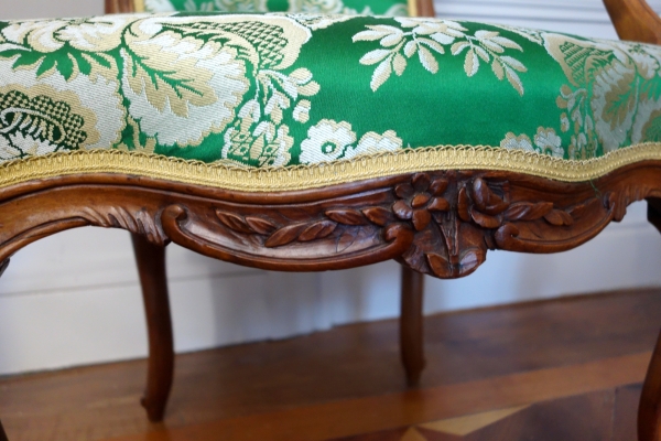 Pierre Nogaret - pair of Louis XV cabriolet armchairs - stamped