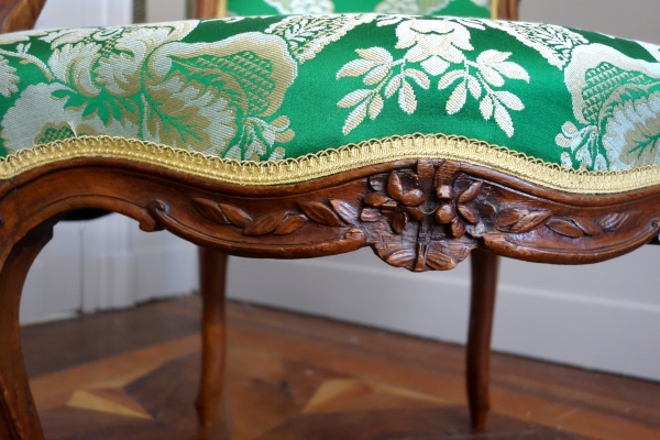 Pierre Nogaret - pair of Louis XV cabriolet armchairs - stamped