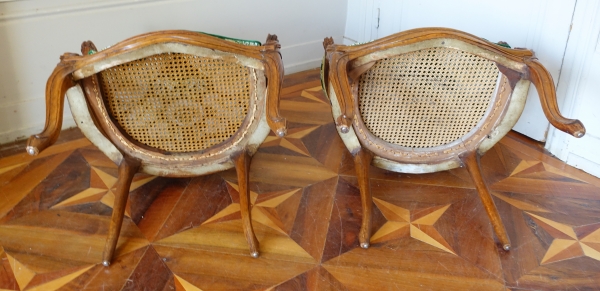 Sulpice Brizard : paire de fauteuils cannés d'époque Louis XV - estampillés