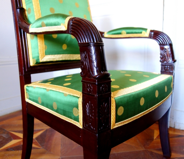 Pair of Empire mahogany armchairs - attributed to Bellange