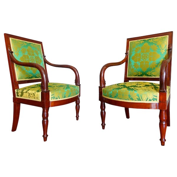 Jacob Desmalter : pair of Empire mahogany armchairs - stamped