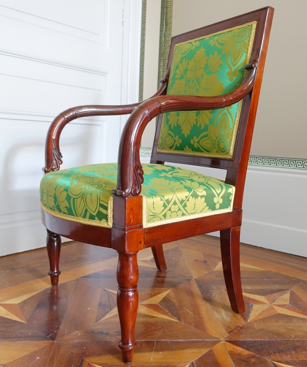 Jacob Desmalter : paire de fauteuils d'époque Empire en acajou - estampillés et étiquette de château