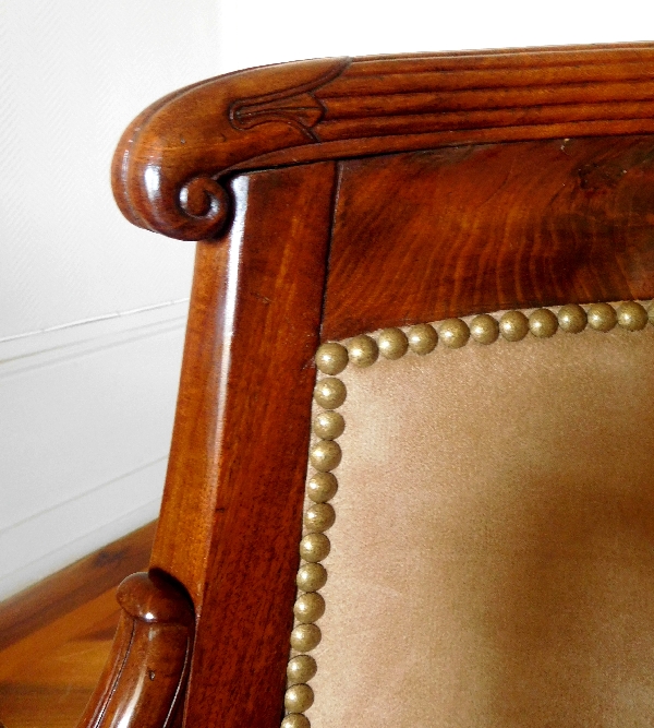 Pair of mahogany gondole armchairs - Empire Restoration period - early 19th century