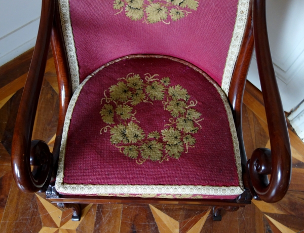 Pair of early 19th century mahogany armchairs, La Rochefoucauld family at Château de Verteuil