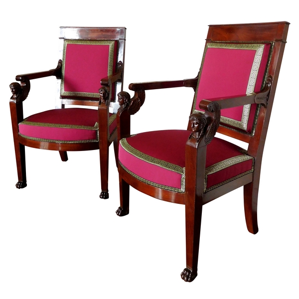 Jacob Desmalter (attribués à) : paire de fauteuils d’époque Empire richement sculptés circa 1806
