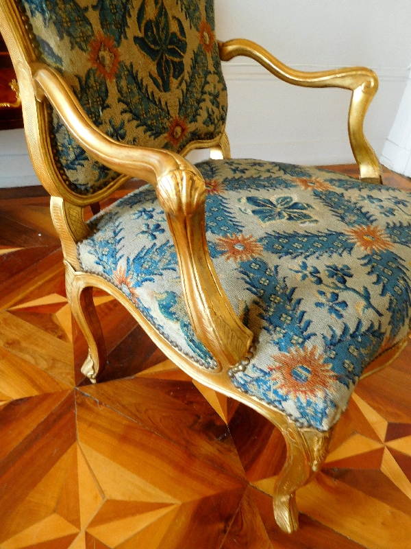 Pair of Louis XV gilt armchairs, Lyon 18th century circa 1760
